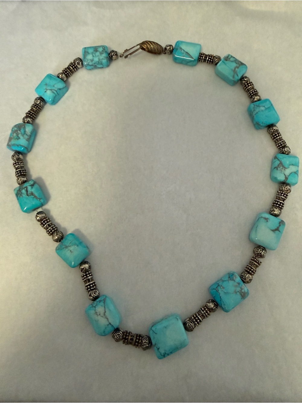 Turquoise Square Bead Necklace